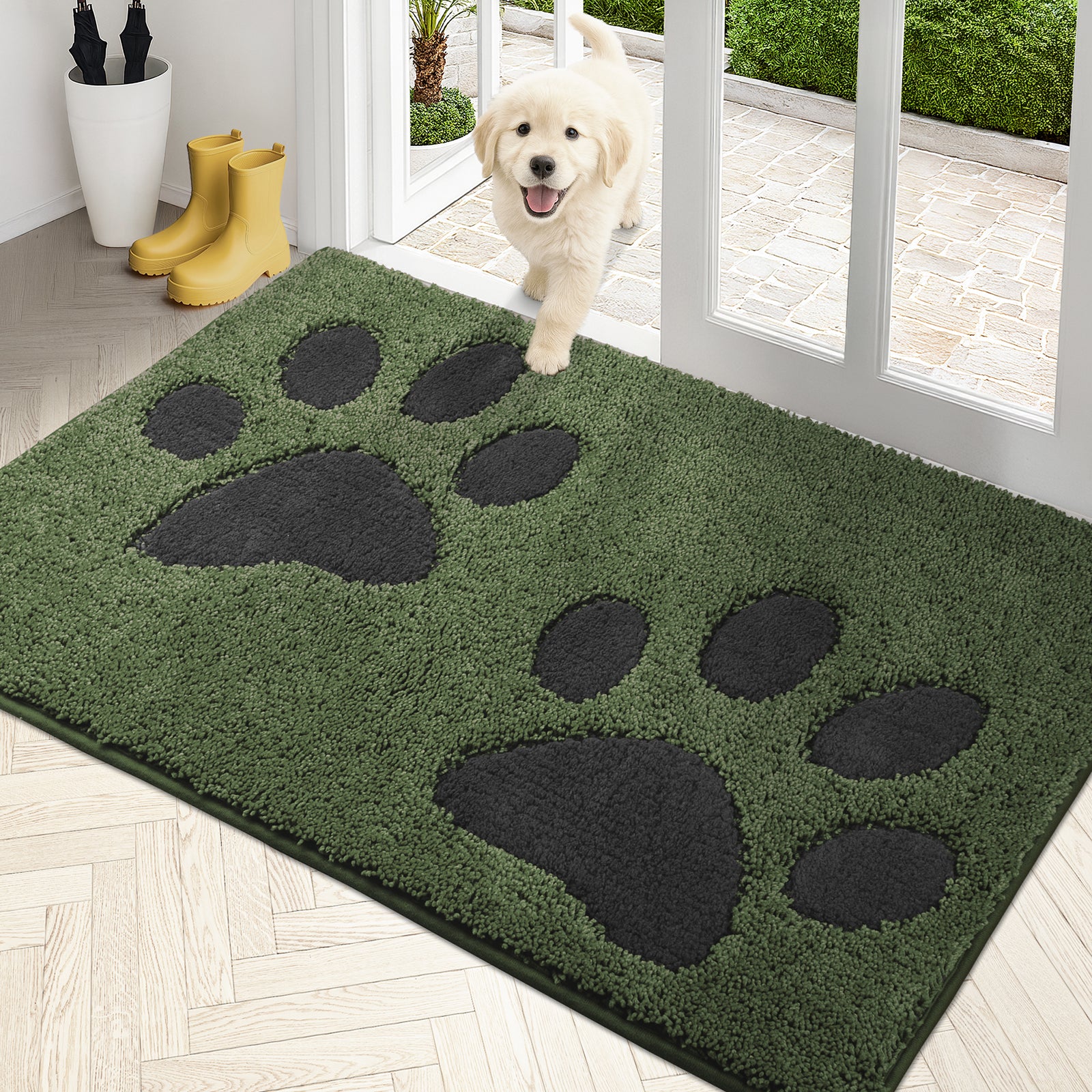 Machine Washable Paw Pattern Dirt Trapper Door Mat