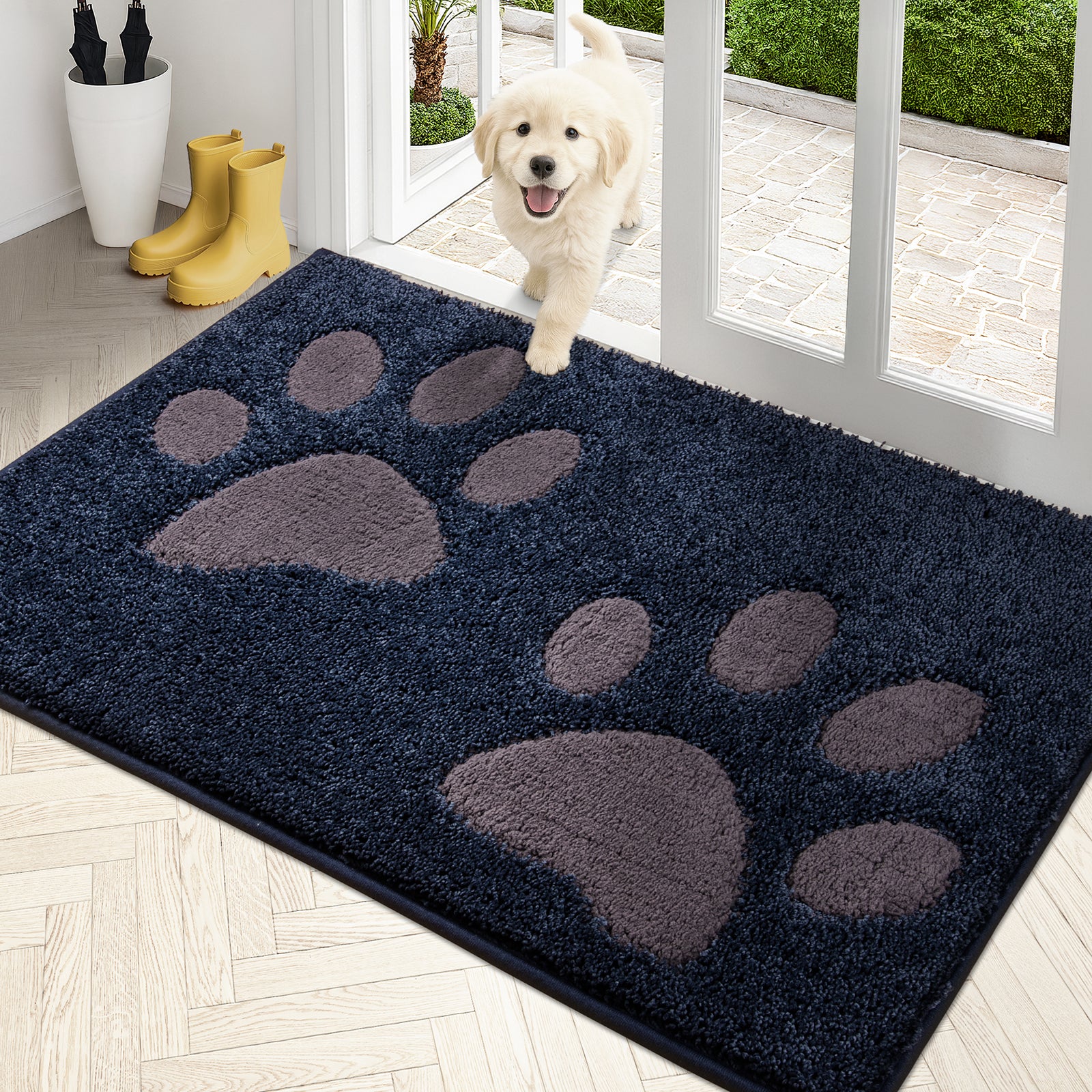 Machine Washable Paw Pattern Dirt Trapper Door Mat