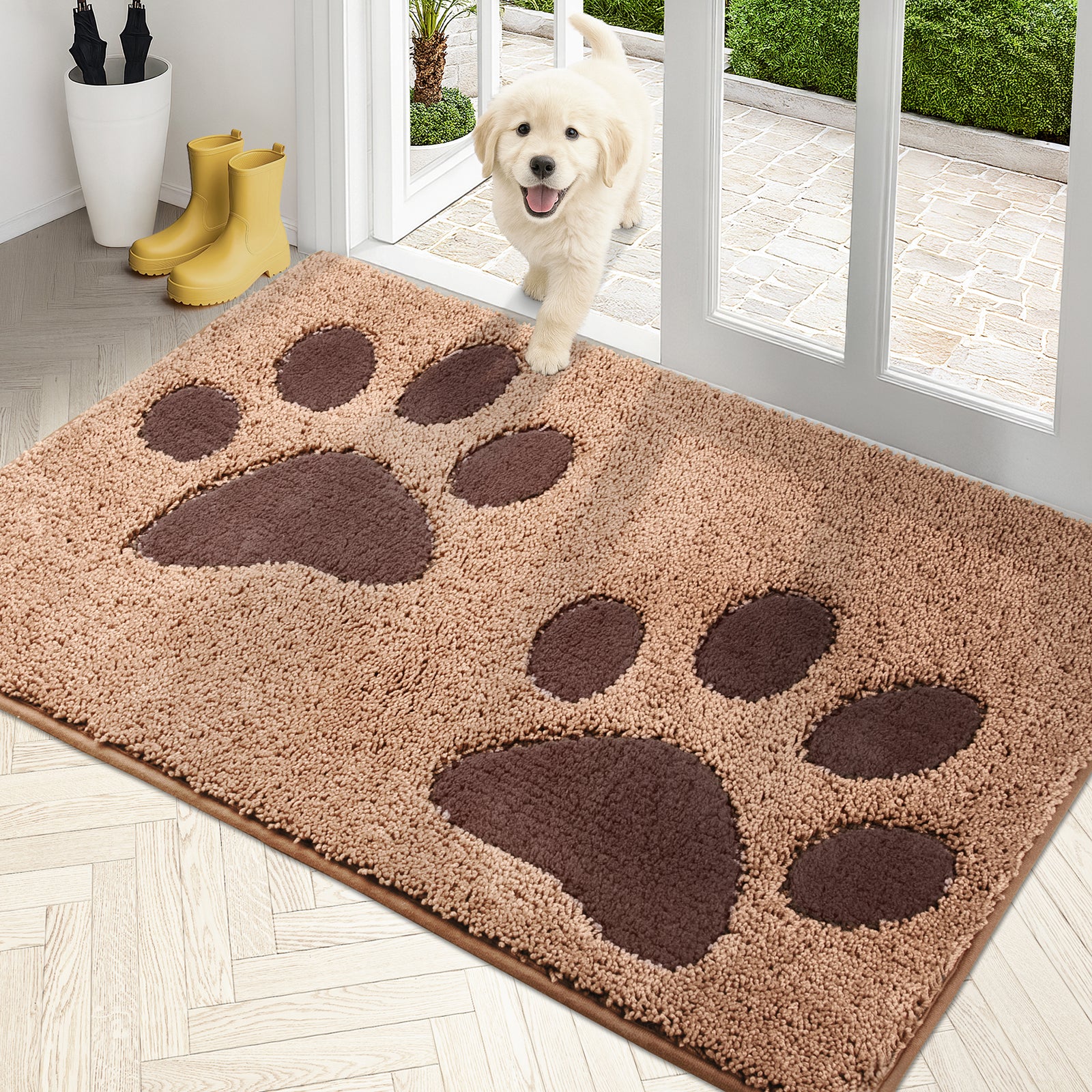 Machine Washable Paw Pattern Dirt Trapper Door Mat