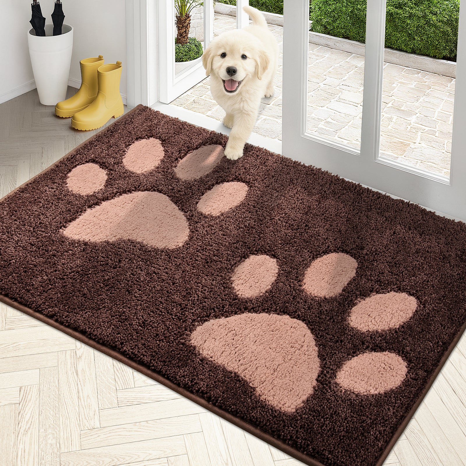 Machine Washable Paw Pattern Dirt Trapper Door Mat