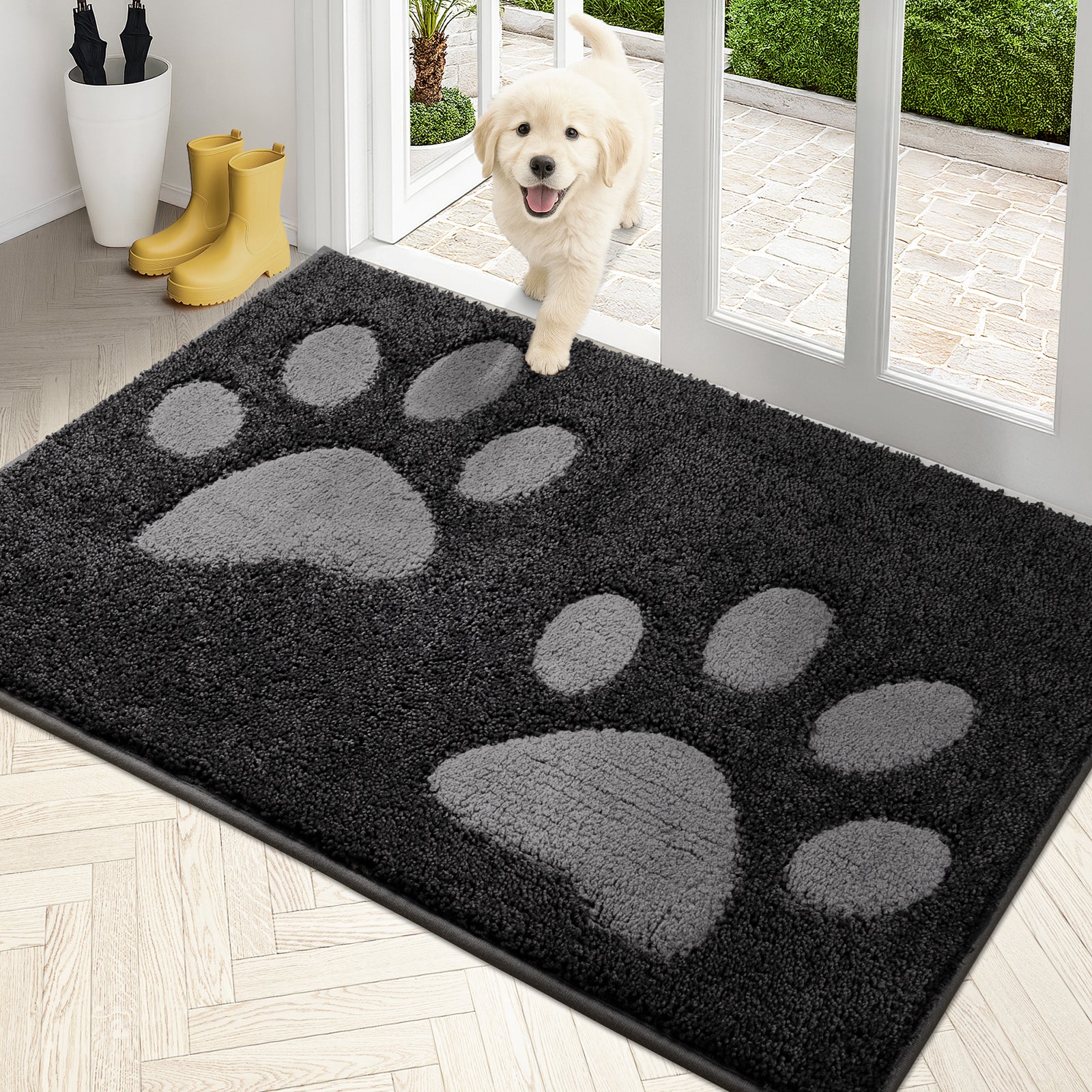 Machine Washable Paw Pattern Dirt Trapper Door Mat
