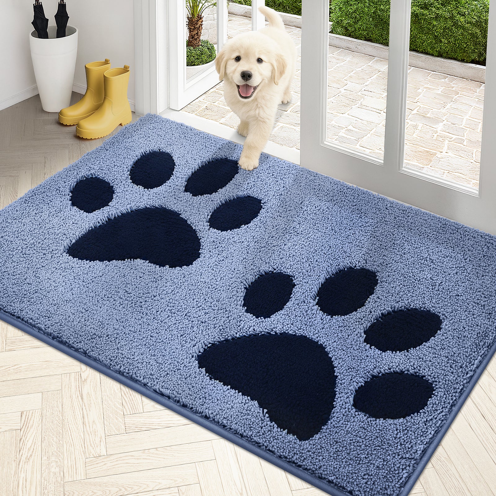 Machine Washable Paw Pattern Dirt Trapper Door Mat