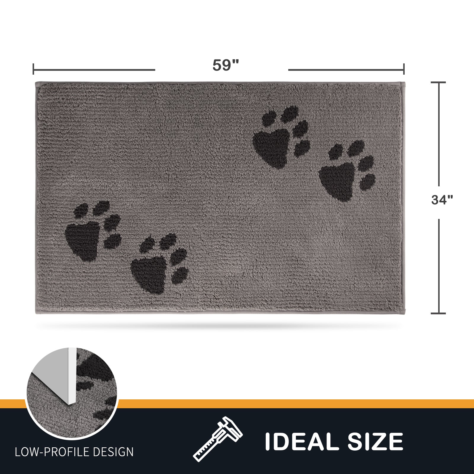 Machine Washable Paw Pattern Dirt Trapper Door Mat