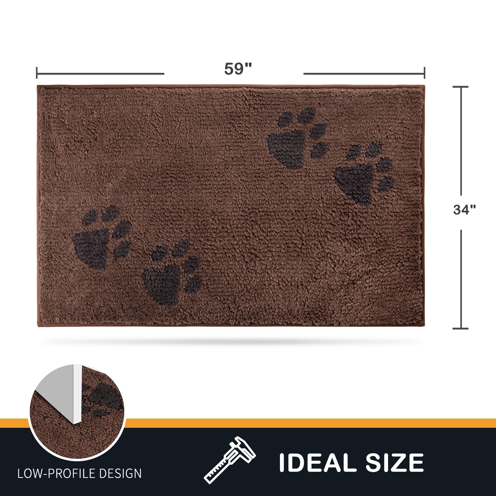 Machine Washable Paw Pattern Dirt Trapper Door Mat
