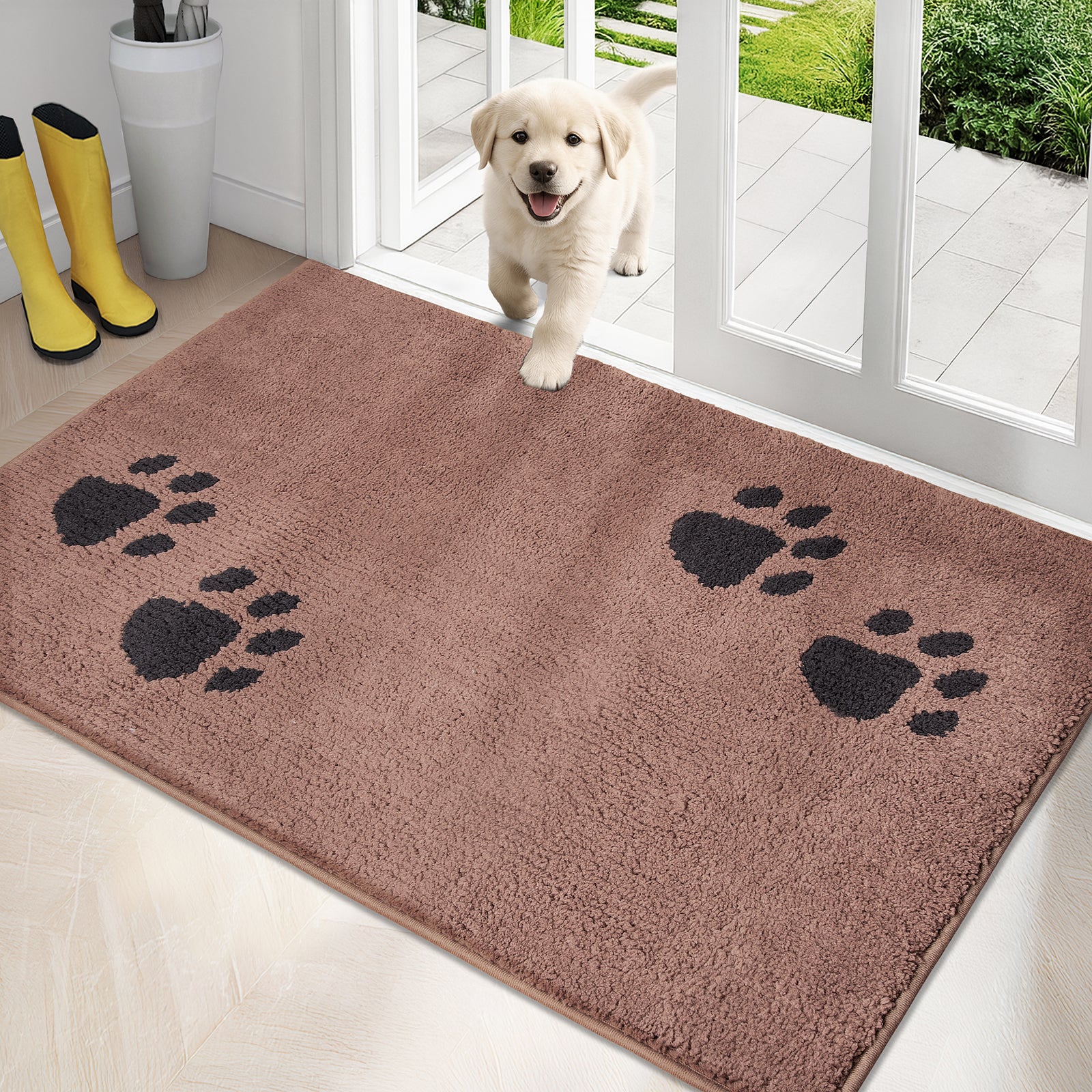 Machine Washable Paw Pattern Dirt Trapper Door Mat