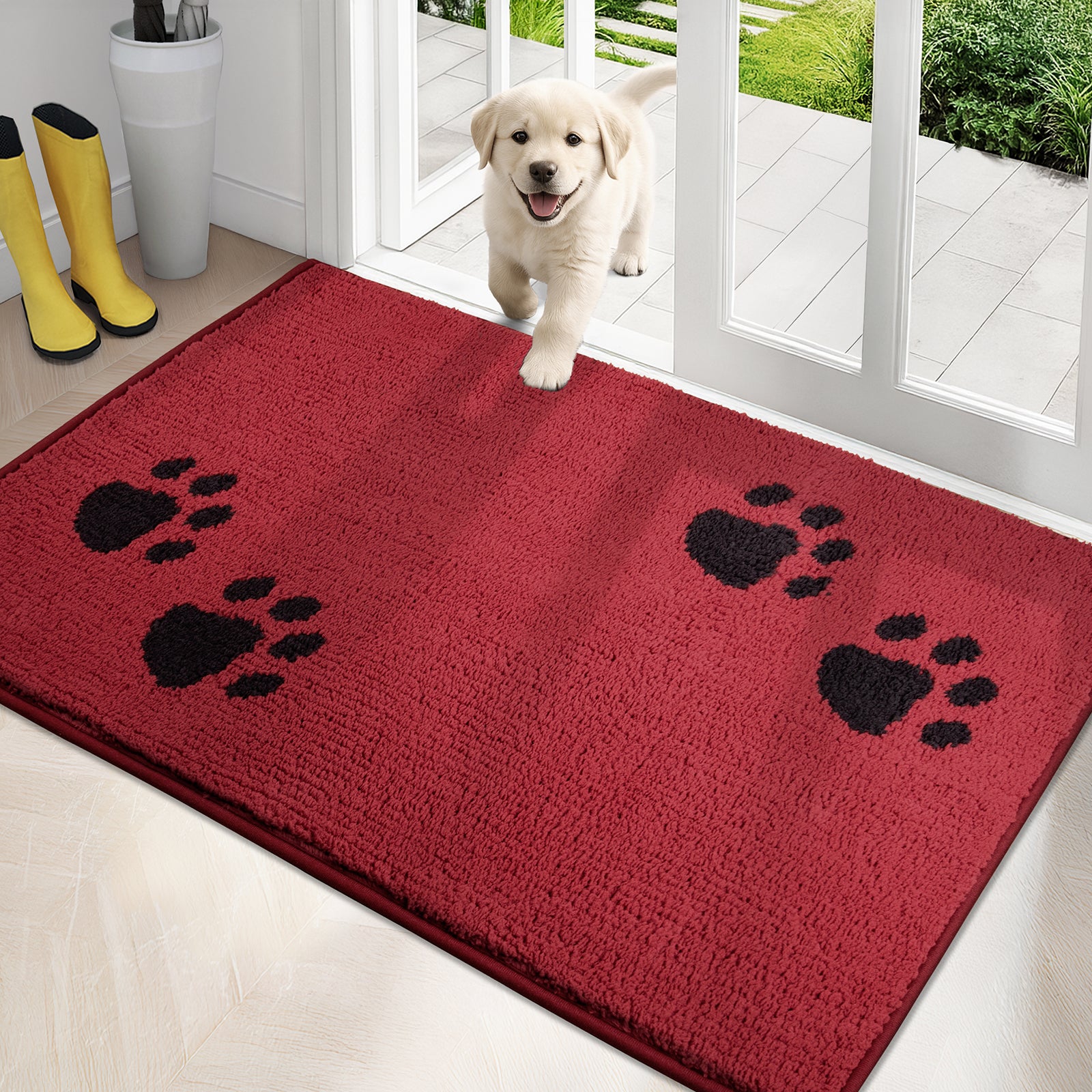 Machine Washable Paw Pattern Dirt Trapper Door Mat