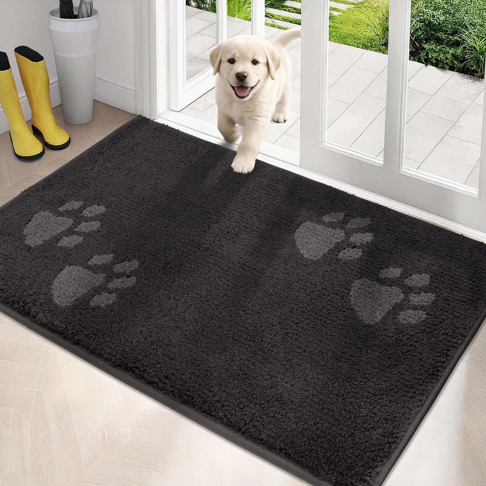 Machine Washable Paw Pattern Dirt Trapper Door Mat