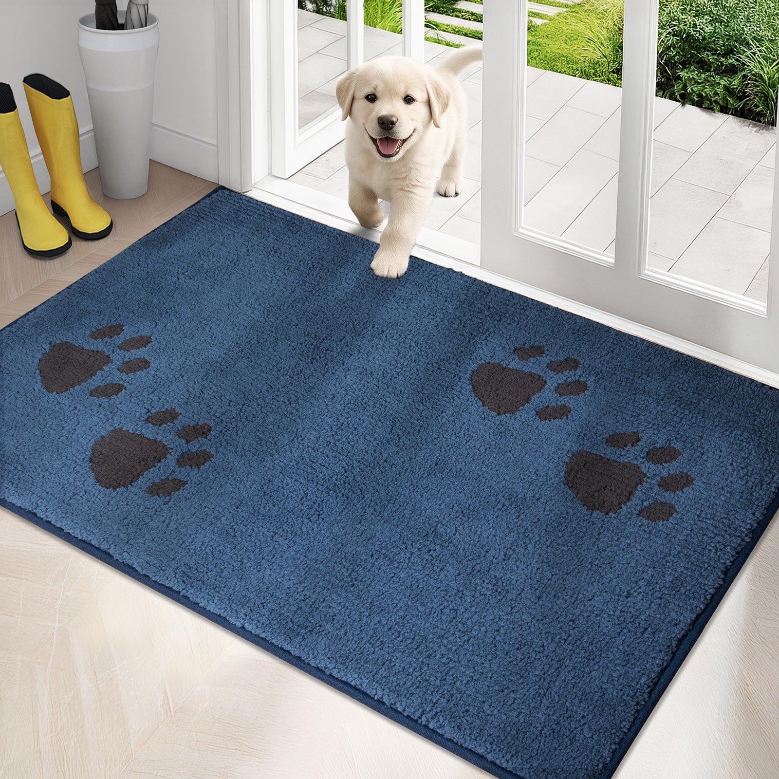 Machine Washable Paw Pattern Dirt Trapper Door Mat
