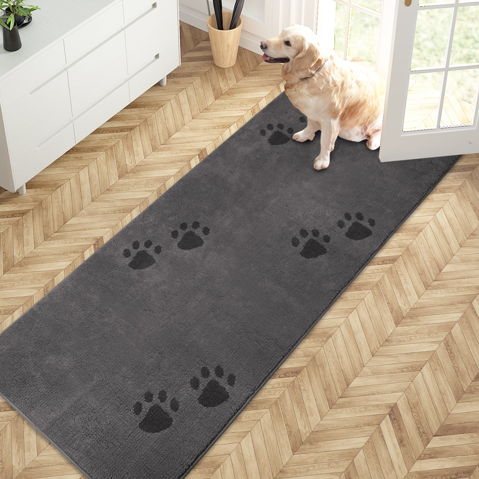 Machine Washable Paw Pattern Dirt Trapper Door Mat