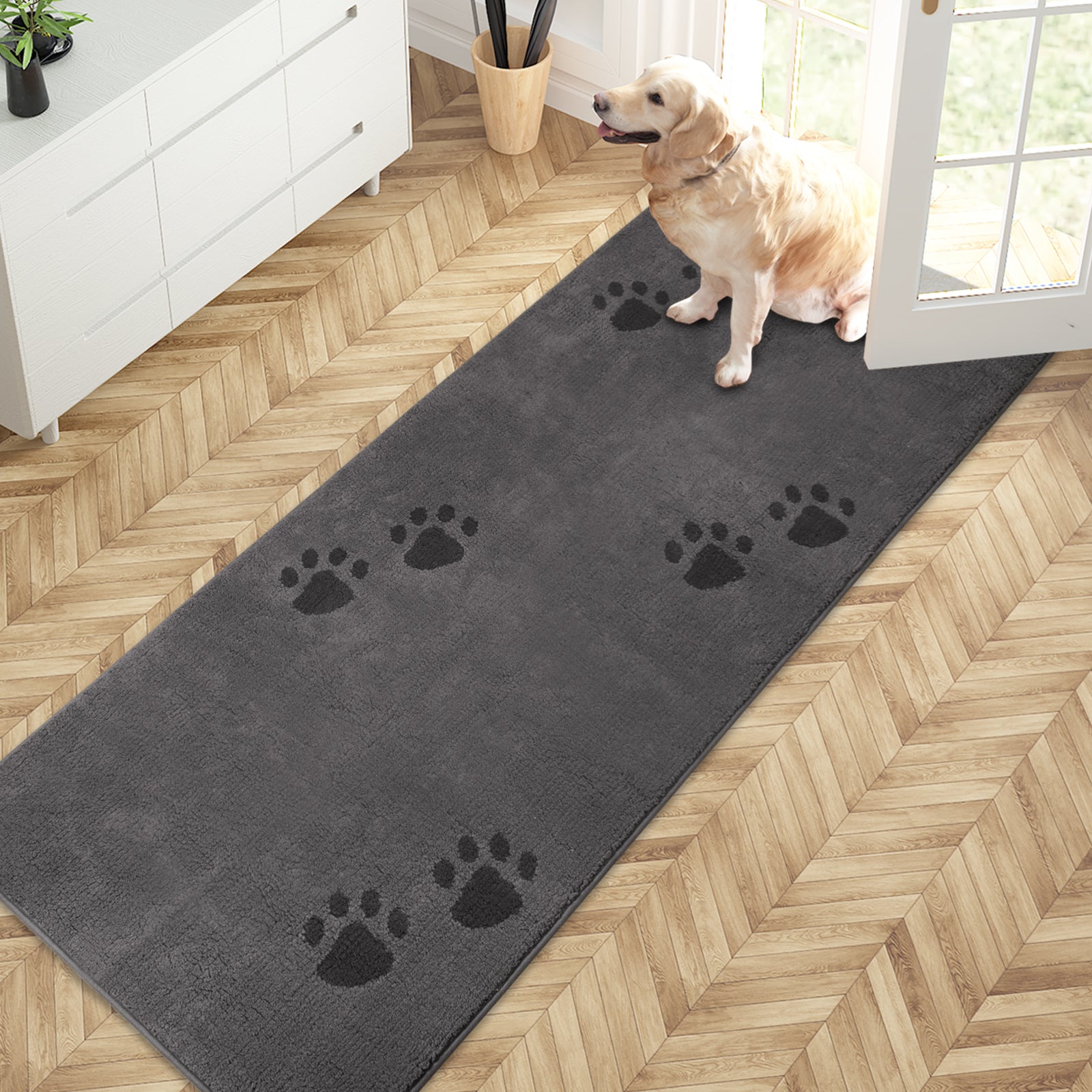 Machine Washable Paw Pattern Dirt Trapper Door Mat