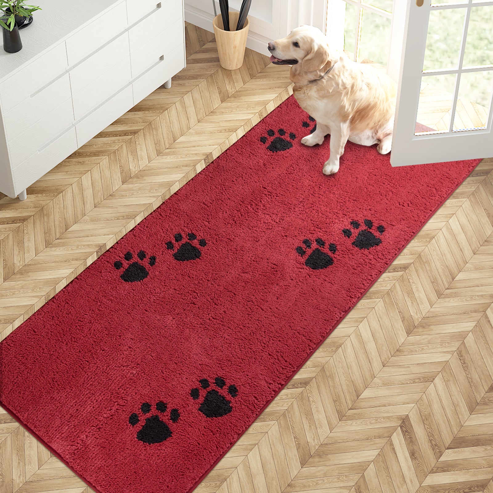 Machine Washable Paw Pattern Dirt Trapper Door Mat
