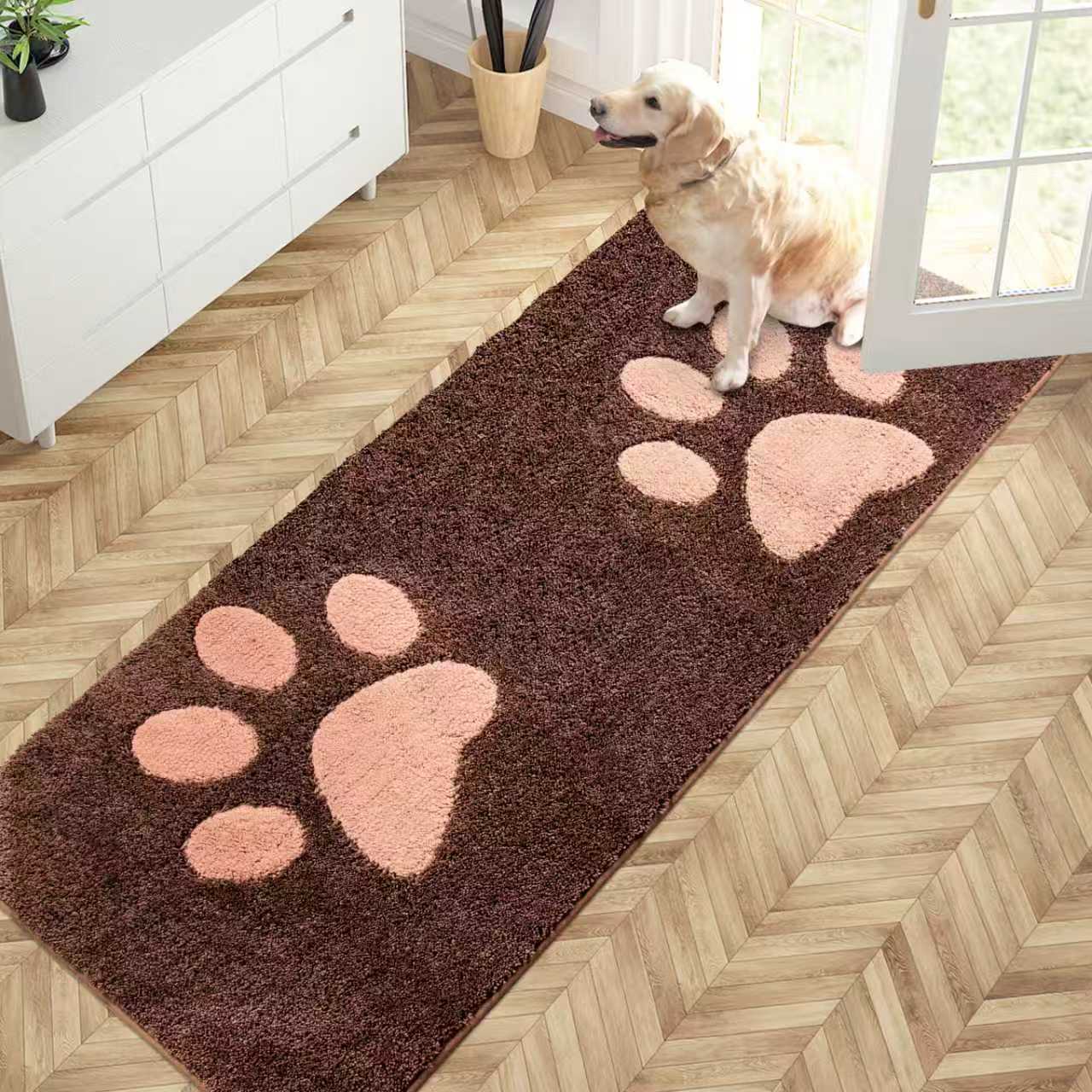 Machine Washable Paw Pattern Dirt Trapper Door Mat