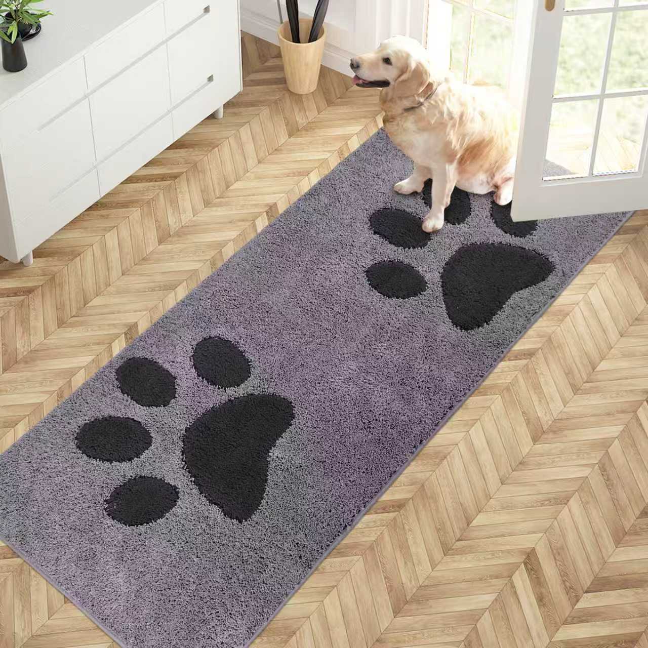 Machine Washable Paw Pattern Dirt Trapper Door Mat